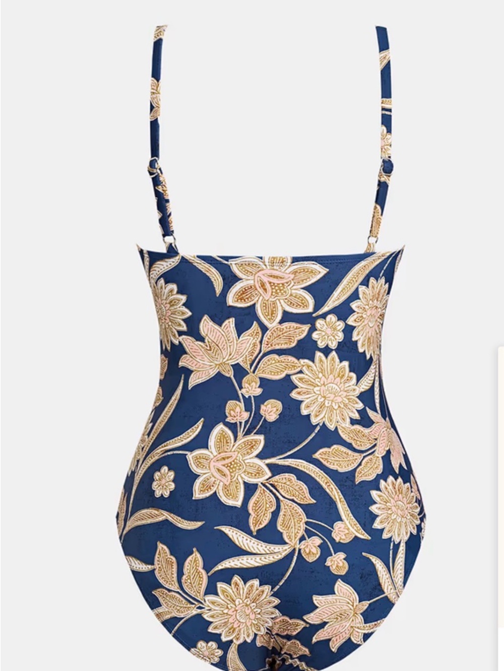 CUPSHE Floral Navy One-Piece Swimsuit with Beige Floral Print Small NWT - Picture 4 of 8